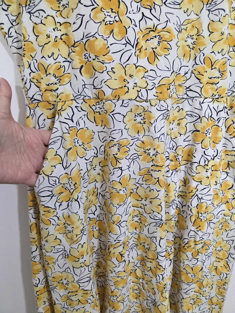 PACT Fit & Flare Tie Back Dress Reverie Floral Yellow Print Medium Cottagecore - Picture 3 of 10